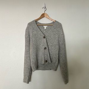 H&M Rib-knit Cardigan Gray